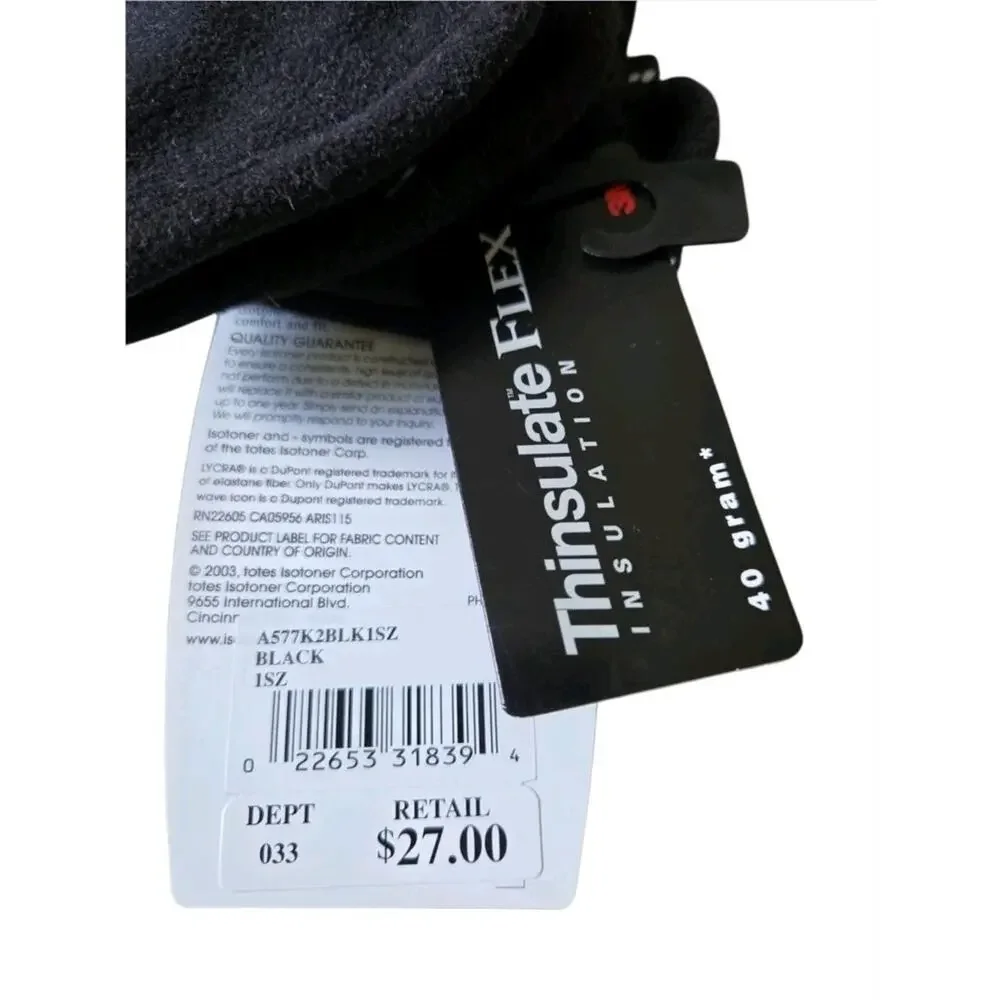 NWT Isotoner Stretch Fleece Gloves One Size Thinsulate Flex 3M Water Repellent